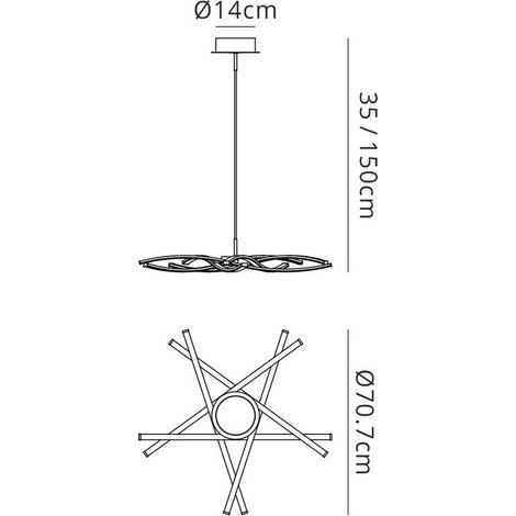 Suspension, Suspension 5 lampes Aire led dimmable Gris en Metal, MANTRA (1/5)
