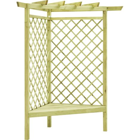 Pérgola esquina y asiento madera pino impregnada 130x130x197 cm vidaXL