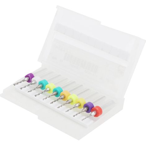 10 forets de précision en carbure à queue fixe pour circuits imprimés, diamètre 1,1-1,55 mm (1/5)