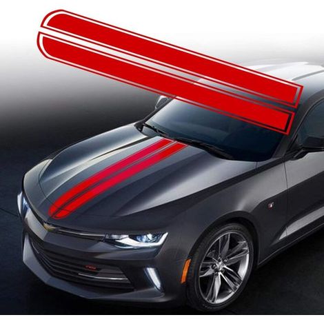 2 Pièces 129cm x 24cm Autocollant à Rayures pour Capot de Voiture Auto Racing Body Side Stripe Decal Capot Toit Jupe Bumper Stripe Decal Modifié Vinyle Décoration pour Voiture (Rouge) (1/5)