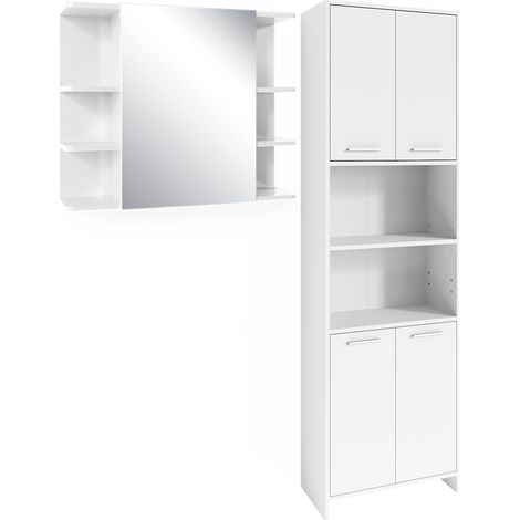 Badmöbel-Set Maris, Weiß, 2 Teile, mit Hochschrank und Bad Spiegelschrank, Vicco (1/5)