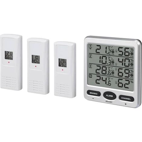 Thermo-hygromètre intérieur/extérieur sans fil LCD 433 MHz – 8 canaux – 3 capteurs – Alarme confort – Plage -50°C à 70°C (1/5)