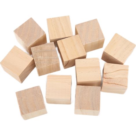 12Pcs Unfinished Wooden Blocks Smooth Durable Sturdy Uniform Size Small Wood Cubes for Crafts DIY Home Decor (1/5)
