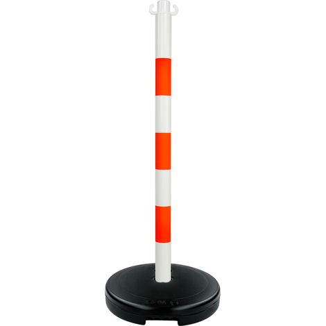 Poteau PVC Orange fluo/Blanc sur socle à lester 9kg - 2001779 (1/2)
