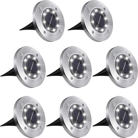 Set mit 8 Solar-LED-Scheibenleuchten für ebenerdige Terrassen (1/5)