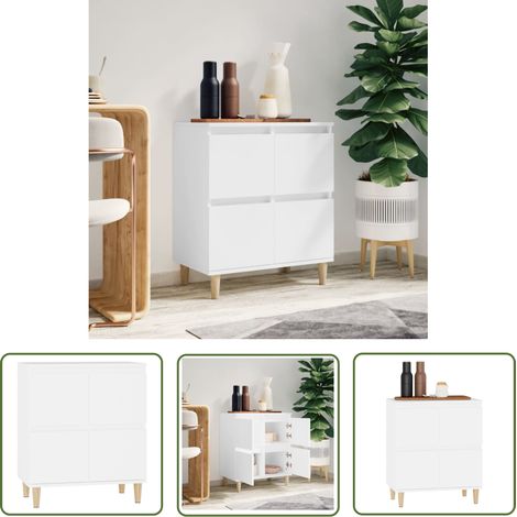 The Living Store Buffet Blanc 60x35x70 cm Bois d'ingénierie - Buffet - Meuble De Rangement - Armoire - Commode - Mobilier (1/5)