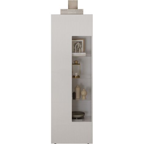 Vitrine SCENA – L60 x H187 x P42 cm – 1 Tür – Glänzend Weiß Lackiert