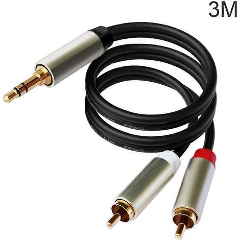 Adaptateur Jack 3.5mm Mâle vers 2 RCA - Câble Audio Stéréo Y - 3 mètres (1/4)