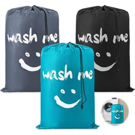 Lotto di 3 Bag Lavanderia Viaggio 61 cm X 91 cm,Sacchetto Sporco Lavanderia,Grande Sacchetto di Lino Impermeabile Lavaggio Borsa da Viaggio,Sacchetto di Stoffa,Borse Pieghevoli Con Coulisse,shopping b (1/5)