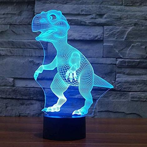 3D dinosaure lumière LED Night Light, Plug and play 7 types de lumières de nuit à changement de couleur (1/5)