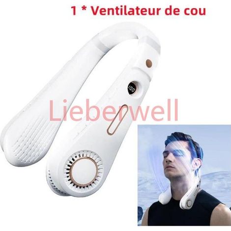 Foldable Neck Fan, Quiet Portable Rechargeable Personal Fan, Lightweight Hands-Free for Office, Outdoor and Travel, White (1/4)