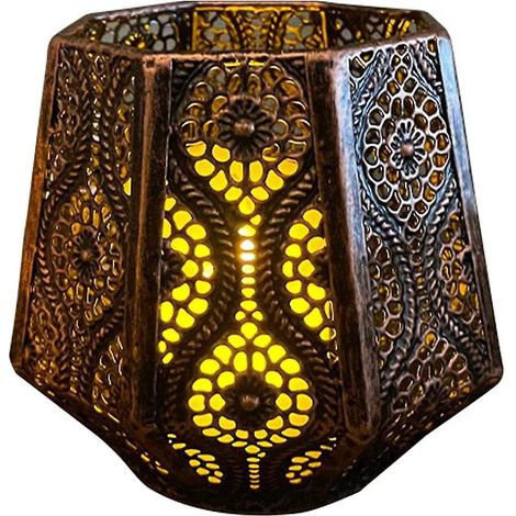 Lanterne marocaine en métal, porte-bougie chauffe-plat de table, lanterne marocaine, porte-bougie chauffe-plat vintage (1/5)