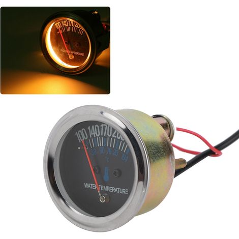 Mechanischer Wassertemperaturmesser 52 mm für Autos, Anzeige 38-104℃, 12 V, gelbes Licht, Kühlmittelanzeige, fahrzeugkompatibel. (1/5)