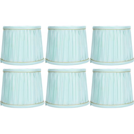 de 6 abat jour simples en tissu bleu clair à bordure dorée