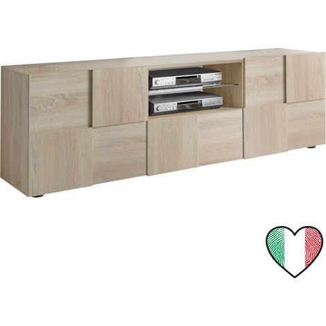 Mobile Porta TV soggiorno effetto scacchiera in Rovere Samoa 181x57 - Dama (1/2)