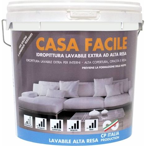 Peinture à l'eau super lavable home easy 5 litres blanc opaque pour intérieurs - Salon
