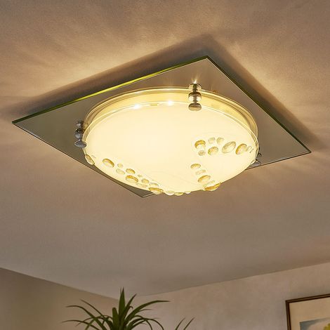 LED Deckenlampe Deckenleuchte Glas Kristalle Chrom Gold L 31,5 cm Wohnzimmer Schlafzimmer Esszimmer