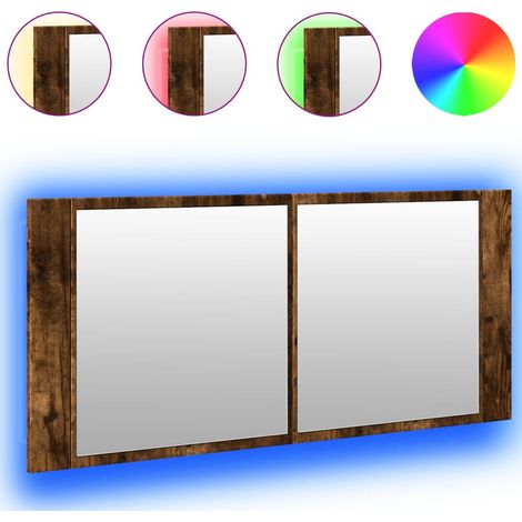 Maison Exclusive - LED-Spiegelschrank Räuchereiche 100x12x45 cm
