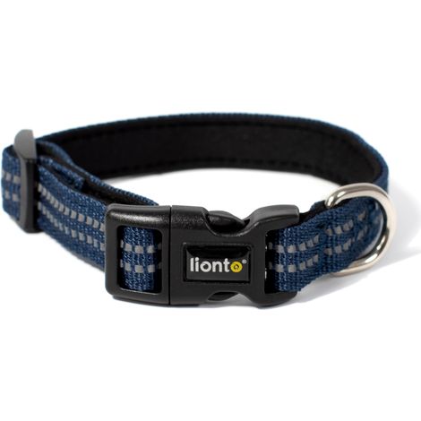 lionto Katzenhalsband reflektierend, gepolstert & verstellbar aus Nylon und Neopren, XS (20–30 cm), blau