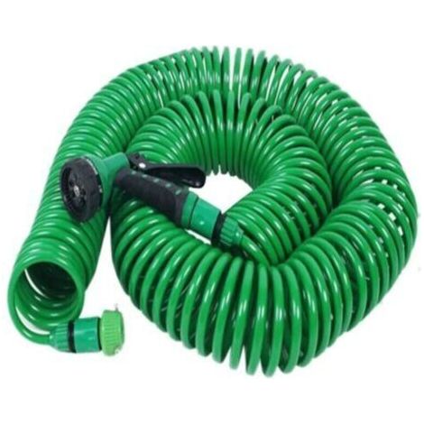 Arrosage Irrigation (15M)Spring Tube Lavage de Voiture Pistolet à Eau 8 Fonction avec Buse 50FT Flexible Portable Extensible Tuyau d'eau de Jardin (1/4)