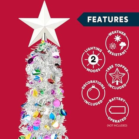 Sapin de Noël pré-illuminé de 1,5 m - Sapin de Noël pliable avec lumières et étoile - Sapin de Noël fin et pliable avec minuterie pour décorations de Noël intérieures et extérieures (1/4)