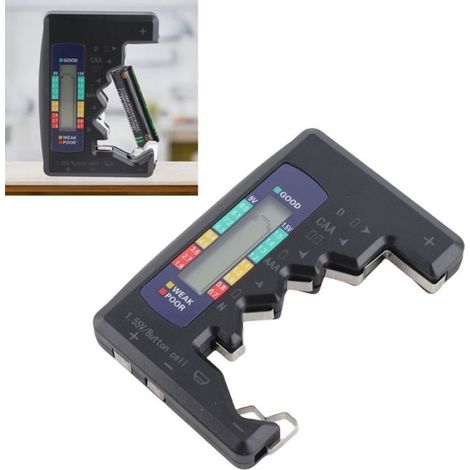 esteur de batterie universel LCD 3 couleurs, compatible D/C/AA/AAA/9V, pour piles alcalines & rechargeables (1/4)