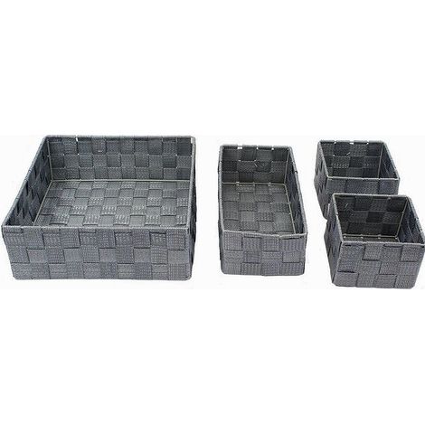 TRADE SHOP - Set 4pz Contenitori Grigio Scuro Scatola In Tessuto Organizer Portaoggetti 79145 -
