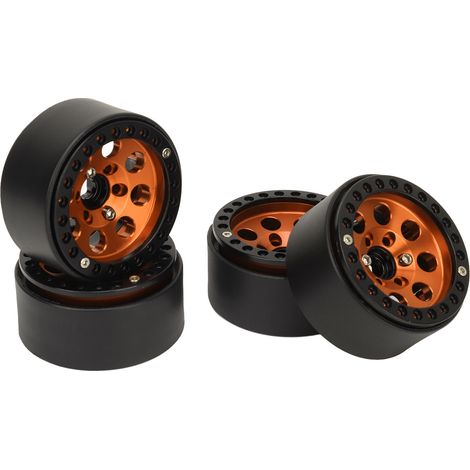 4 Pièces Jante RC 1,9" en Alliage d'Aluminium pour Axial SCX10 II/III - Finition Dorée Stable (1/5)