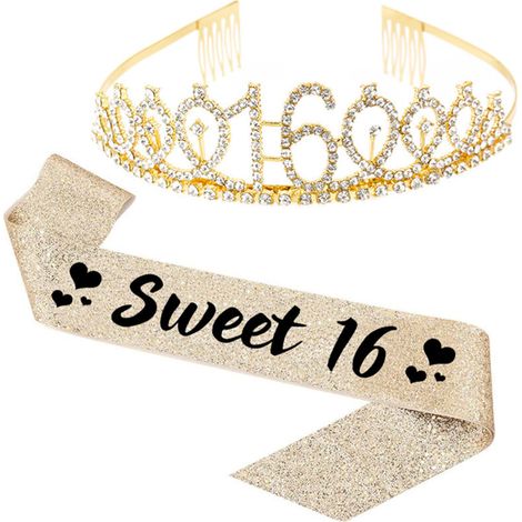 Ensemble couronne et bandoulière pour fête d'anniversaire (10, 13, 18, 21, 30, 40, 50, 60, 70, 80 ans) (1/5)