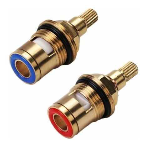Tete A Disques Ceramique, Paire de cartouches céramique universelles de rechange pour robinet, 1/2" Quart de tour 20 crans x 51mm (1/4)