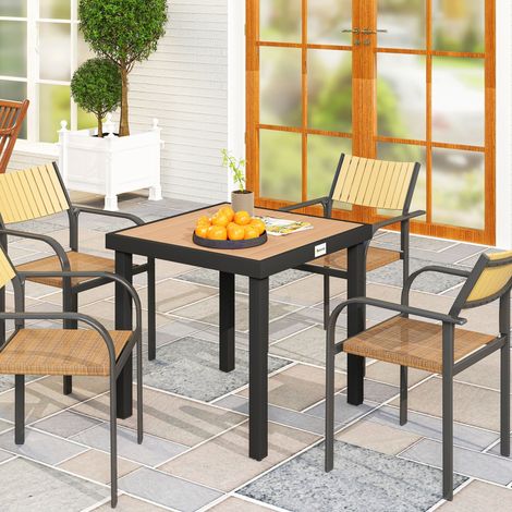 Table de jardin 78x78x74 cm en aluminium et plastique noir, gain de place pour terrasse FloraGrace (1/5)
