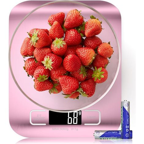 Balance Alimentaire, Balance de Cuisine Numérique Capacité de 22 lb/10 kg, 6 Unités avec Fonction Tare Balance Alimentaire pour la Cuisine, la Pâtisserie et la Préparation des Repas Or Rose (1/5)