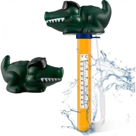 Thermomètre flottant pour piscine en forme de crocodile rigolo – étanche, lecture instantanée, design ludique adapté aux piscines intérieures et extérieures (1/5)