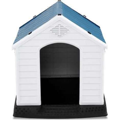 Caseta para perros para interior y exterior 87,7 x 78,5 x 81,5 cm impermeable y ventilada estilo elegante PP azul y blanco 200012927