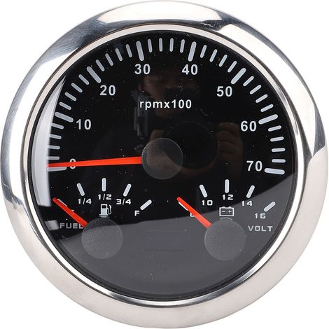 Ortviai Compteurs combinés 85 mm pour véhicule 3-en-1 (vitesse, régime moteur 7000 tr/min, jauge carburant et tension) rétroéclairage 7 couleurs (1/5)