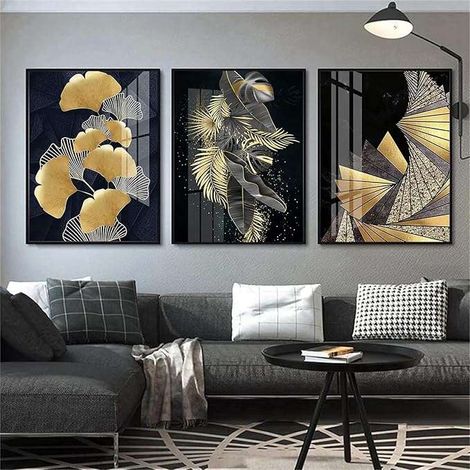 Poster decorativo 60x90 cm con stampa di foglie di piante, senza cornice, 3 pezzi glamour