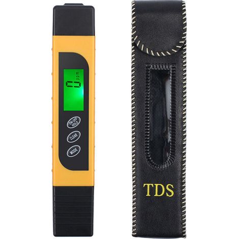 Testeur de qualité d'eau, compteur EC TDS précis et stylo de test de température avec LCD rétro-éclairé pour l'eau potable, l'hydroponie, les piscines, les aquariums (jaune) (1/4)