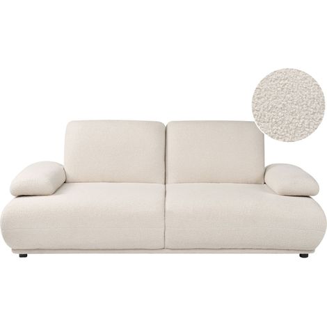 Divano a 3 posti con braccioli e schienale regolabili gambe in legno divano moderno bouclé bianco sporco Nacka