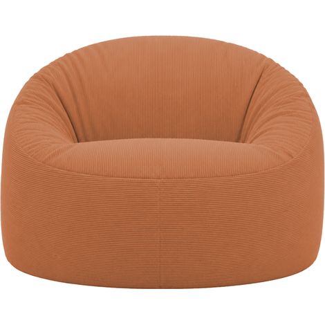 Pouf déhoussable velours côtelé 100 cm terracotta (1/5)