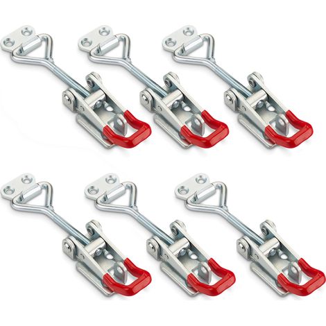 6er Set SOTECH Spannverschluss M6 (Haltekraft 220kg, abschließbar) Stahl verzinkt verstellbarer Kniehebelspanner
