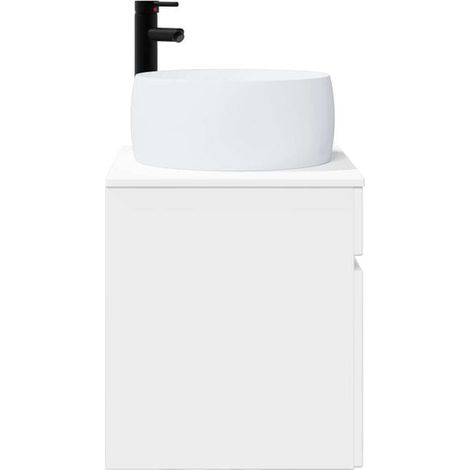 Meuble Lavabo Mural Salle de Bain, Blanc Brillant, 49 x 44,5 x 66 cm (1/5)