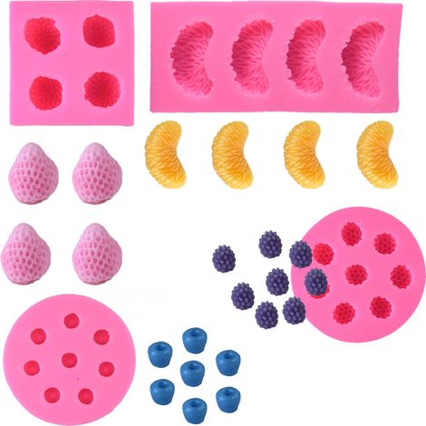 JSSEVN – Set mit 4 fruchtförmigen Kerzenformen – 3D-Geleeform – Silikonform – Schokoladenform – Fondantform (1/5)