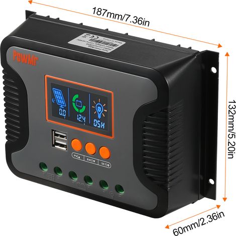 80A PWM Solar-Leistungsregler 12V-48V Batterieladegerät Lithium-Ladung mit LCD-Anzeige Bulk/Boost/Float 12V/24V/36V/48V Automatische Erkennung Dual 5V USB-Ausgang. (1/5)