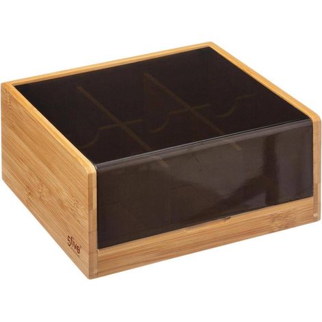 Caja de té bambú negro de 6 compartimentos - 5five