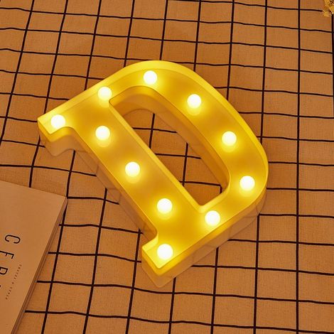 Jandei - Letras LED Letra D iluminadas luz blanca cálida altura 22cm con pilas 2xAA Letras LED