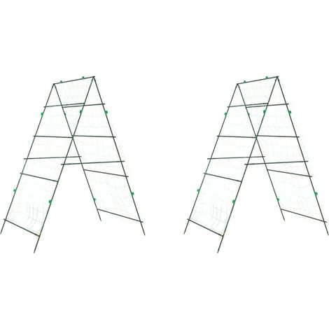 Enrejado de jardín en forma de A para plantas trepadoras 99 x 90 x 175,5 cm acero verde 020055605 (1/5)