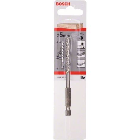 Bosch  Broca  espiral  para  madera  vástago  hexagonal  de  1/4"  5  x  52  x  99  mm  -  2608595521 (1/3)