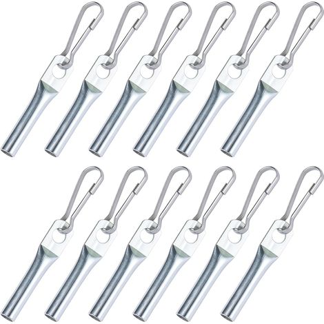 Lot de 12 fermetures d'extrémité de câble avec crochet, serre-câbles galvanisés pour corde de 8 mm, crochet robuste pour bâches de remorque, bâches de protection et fixation de bâches (1/5)
