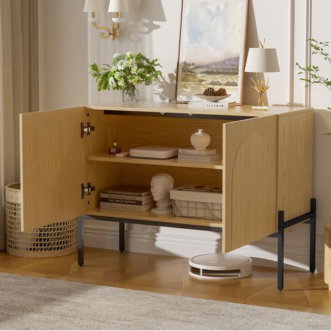 Madia 2 ante con ripiani in legno e gambe in metallo OKMYHOME (1/5)