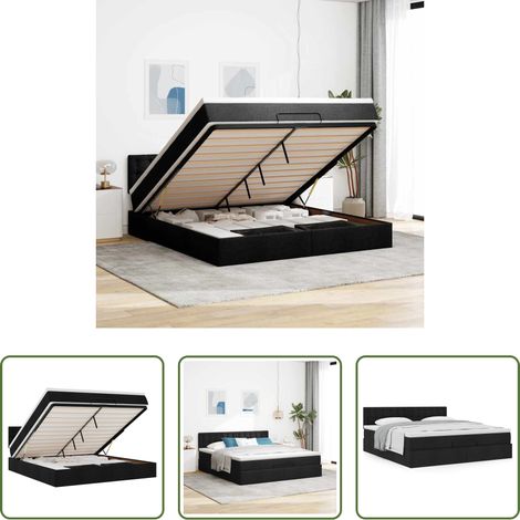 vidaXL Taschenfedern - Ottoman-Bett mit Matratze Schwarz 160x200 cm Stoff (1/5)